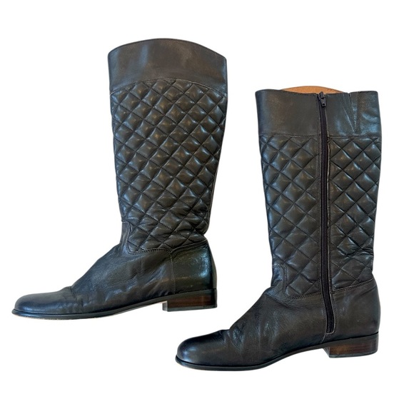 Corso Como Santona Quilted Leather Riding  Boots in Brown - Picture 4 of 12